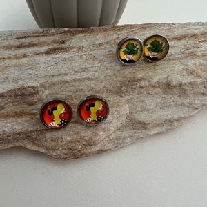 Classic Edgy Round Stud Earrings - Stylish Small Retro Stud Earrings Set of Two